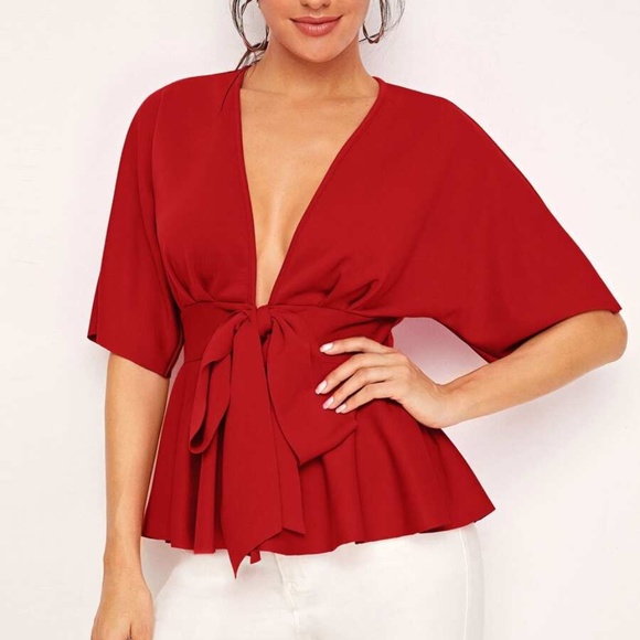 Boho Purple Plunging Neck Babydoll Top Chic Sexy - Picture 12 of 12